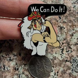 Princess Mononoke × Rosie the Riveter Mashup Feminism Hard Enamel Pin